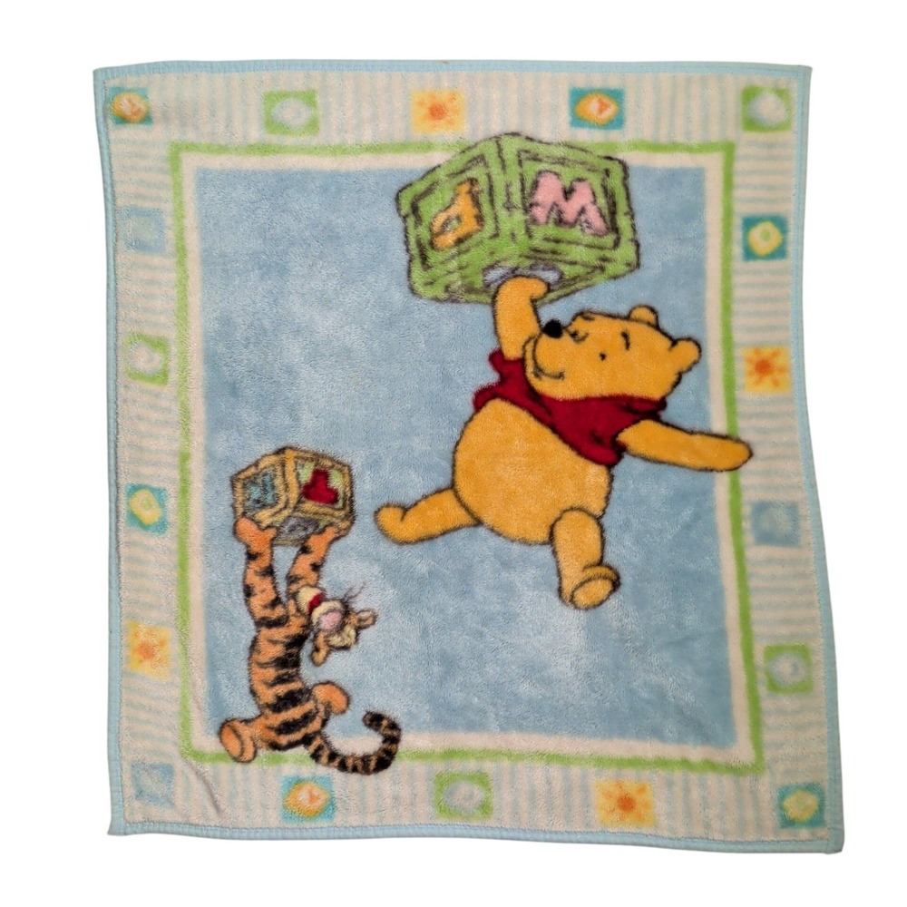 Vintage Disney Winnie The Pooh Baby Throw Blanket Tigger Crib Blanket 38x35"